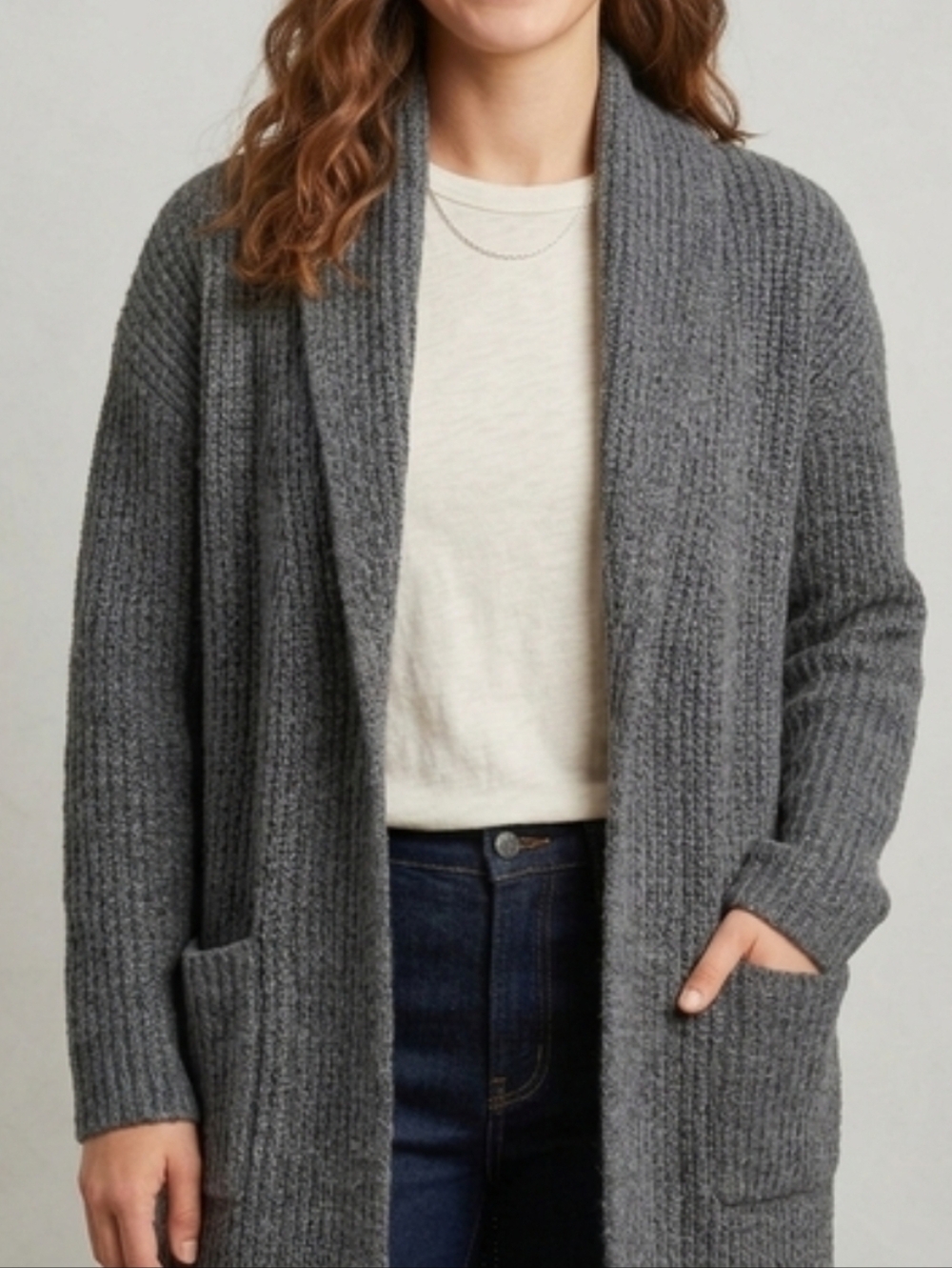a new day Grey Open Long Line Cozy Cardigan
